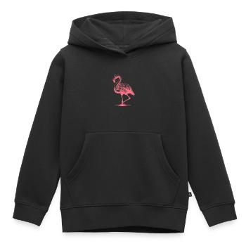 Flamant rose élégant debout sur une patte - Sweat Premium à capuche enfant bio - noir - Devant - AI Model Kid Male (0cm)