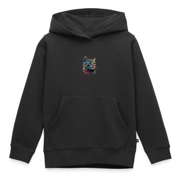 Colorful American Shorthair Cat Gaze - Kinder Premium Organic Hoodie - Schwarz - Vorne - AI Model Kid Male (0cm)