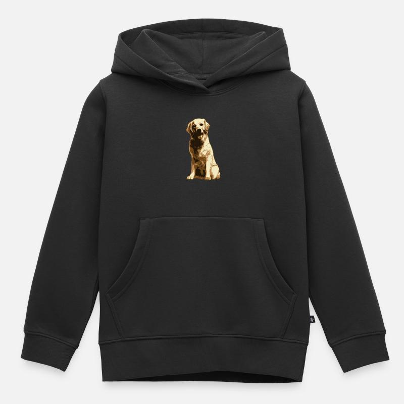 Chien Golden retriever - Sweat Premium à capuche enfant bio - noir