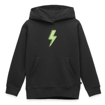 Eclair vert clair - Sweat Premium à capuche enfant bio - noir - Devant - AI Model Kid Male (0cm)