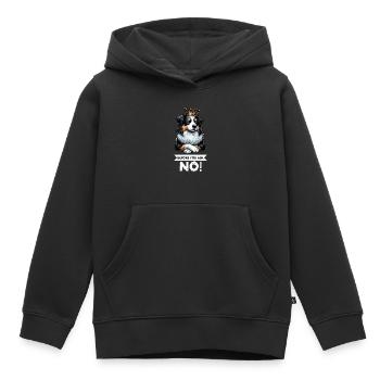 Avant de demander aux Australian Shepherds Aussie Aussies - Sweat Premium à capuche enfant bio - noir - Devant - AI Model Kid Male (0cm)