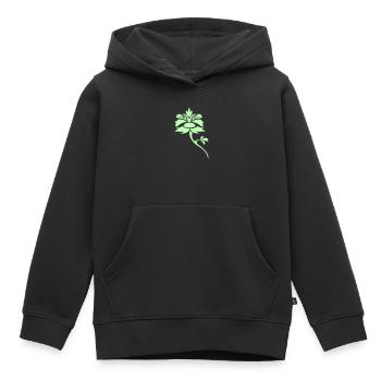 Lichtgrünes Blattornament-Blüte - Kinder Premium Organic Hoodie - Schwarz - Vorne - AI Model Kid Male (0cm)
