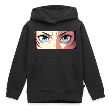 Anime Eyes Blue Iris Manga Fan - Sweat Premium à capuche enfant bio - noir - Devant - AI Model Kid Male (0cm)