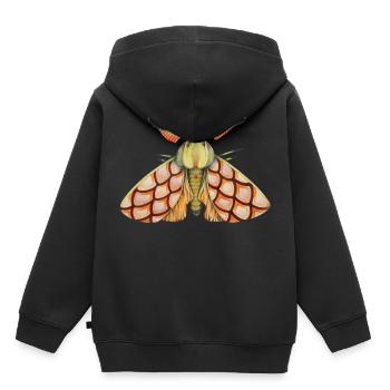 rose Papillon de nuit - Sweat Premium à capuche enfant bio - noir - Dos - AI Model Kid Male (0cm)
