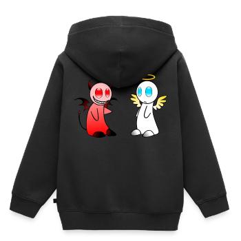 Les anges et les démons - Sweat Premium à capuche enfant bio - noir - Dos - AI Model Kid Male (0cm)