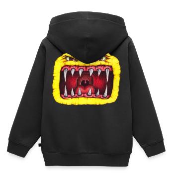Monster mit Zähnen gelb - Kinder Premium Organic Hoodie - Schwarz - Hinten - AI Model Kid Male (0cm)