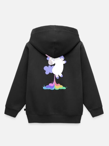 Lustiges Einhorn-Regenbogen-Furz-Shirt - Geschenk - Kinder Premium Organic Hoodie - Schwarz