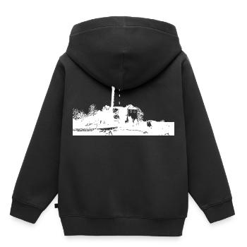 Sparrenburg Bielefeld - Kinder Premium Organic Hoodie - Schwarz - Hinten - AI Model Kid Male (0cm)