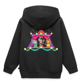 Circus - Monkey Circus - Circus Animals Hare Lion - Kids Premium Organic Hoodie - black - Back - AI Model Kid Male (0cm)