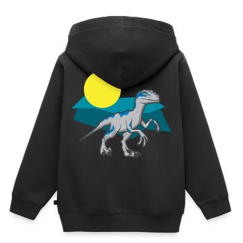 Velociraptor Ausgestorbener Urzeit Dino - Kinder Premium Organic Hoodie - Schwarz - Hinten - AI Model Kid Male (0cm)