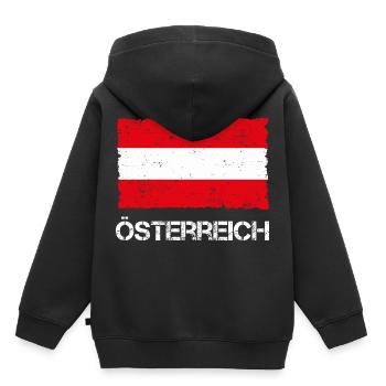 Austria - Kids Premium Organic Hoodie - black - Back - AI Model Kid Male (0cm)