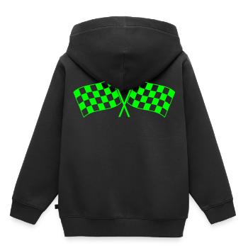 Zwei Zielflaggen Sieger des Rennens - Kinder Premium Organic Hoodie - Schwarz - Hinten - AI Model Kid Male (0cm)