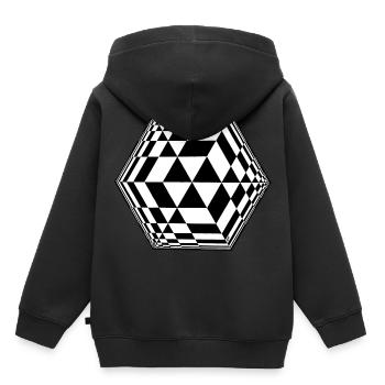 Würfel - Kinder Premium Organic Hoodie - Schwarz - Hinten - AI Model Kid Male (0cm)