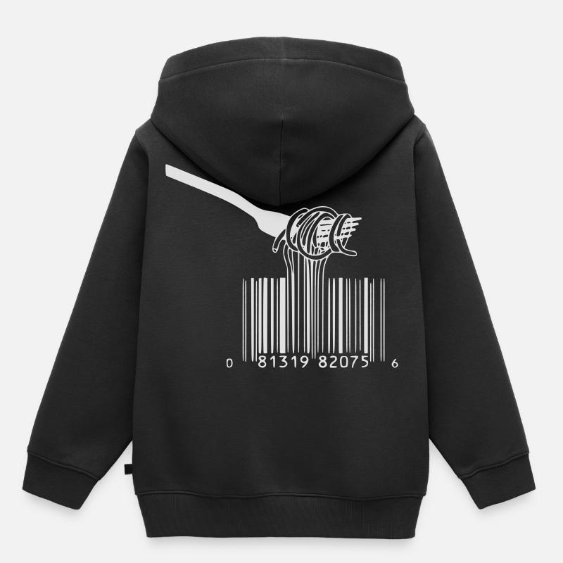 barcode gabel spaghetti - Kinder Premium Organic Hoodie - Schwarz