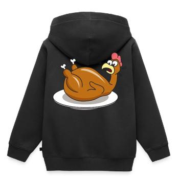 Poulet rôti cuisson - Sweat Premium à capuche enfant bio - noir - Dos - AI Model Kid Male (0cm)