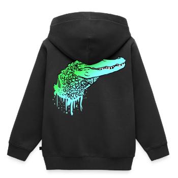 Krokodil Kroko Echse Alligator - Kinder Premium Organic Hoodie - Schwarz - Hinten - AI Model Kid Male (0cm)