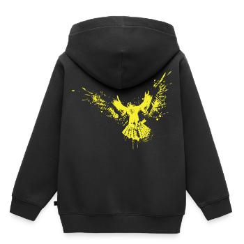 Oiseau art abstrait colombe jaune - Sweat Premium à capuche enfant bio - noir - Dos - AI Model Kid Male (0cm)