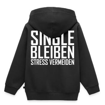 Single bleiben Stress vermeiden! Scheiß auf Love - Kinder Premium Organic Hoodie - Schwarz - Hinten - AI Model Kid Male (0cm)