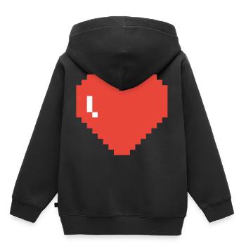 Großes Herz Pixel Art - Kinder Premium Organic Hoodie - Schwarz - Hinten - AI Model Kid Male (0cm)