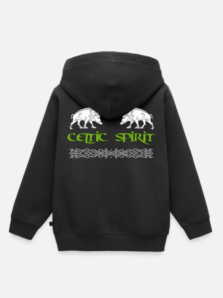 Celtic Spirit - boar - Kids Premium Organic Hoodie - black