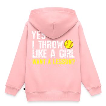 Softball - Kinder Premium Organic Hoodie - Rosa - Hinten - AI Model Kid Female (0cm)