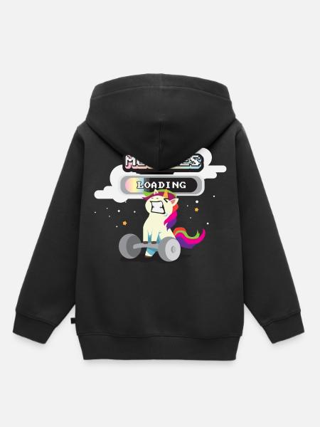 Fitness licorne arc-en-ciel - Hoodie Premium barn ekologisk - svart