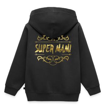 Super maman - Sweat Premium à capuche enfant bio - noir - Dos - AI Model Kid Male (0cm)