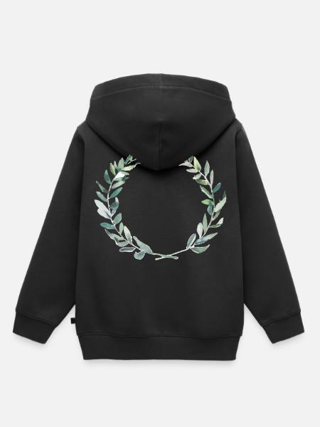 Olive crown - Kids Premium Organic Hoodie - black
