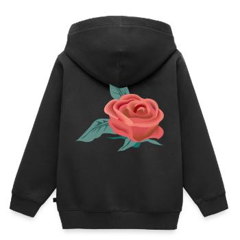 Fleur rose - Sweat Premium à capuche enfant bio - noir - Dos - AI Model Kid Male (0cm)