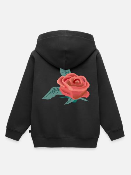 Rose Blume - Kinder Premium Organic Hoodie - Schwarz
