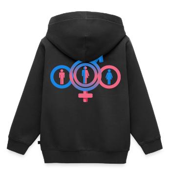 Divers le nouveau sexe, Gender Equal, Neutre - Sweat Premium à capuche enfant bio - noir - Dos - AI Model Kid Male (0cm)
