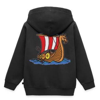 Wikinger - Kinder Premium Organic Hoodie - Schwarz - Hinten - AI Model Kid Male (0cm)