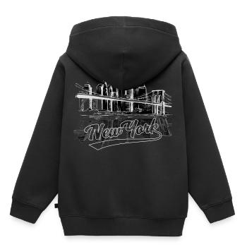 New York Brooklyn Bridge rétro Skyline Souvenir - Sweat Premium à capuche enfant bio - noir - Dos - AI Model Kid Male (0cm)