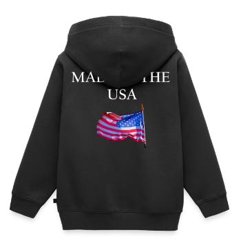 USA MADE IN THE USA AMERIKA - Kinder Premium Organic Hoodie - Schwarz - Hinten - AI Model Kid Male (0cm)