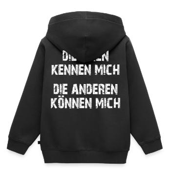 Die einen kennen mich die anderen können mich - Kinder Premium Organic Hoodie - Schwarz - Hinten - AI Model Kid Male (0cm)