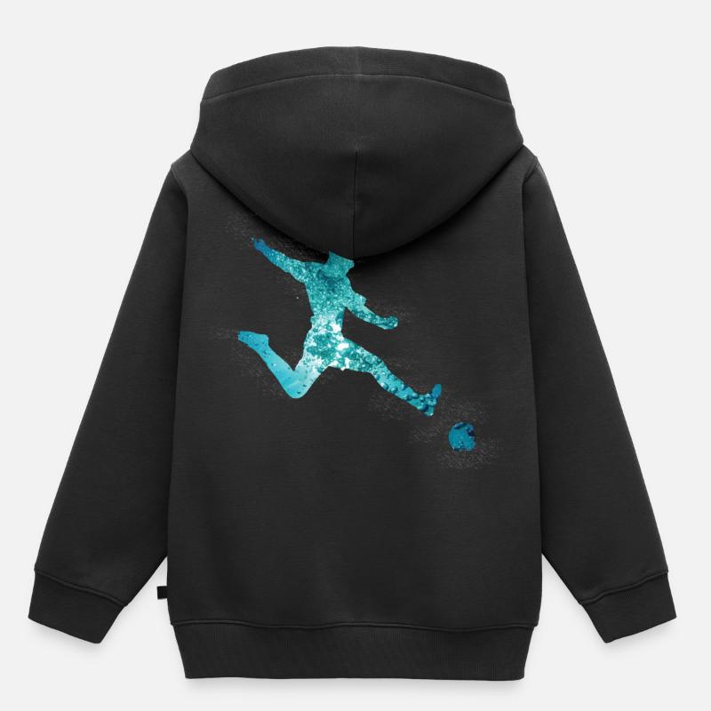 Fußball - Kinder Premium Organic Hoodie - Schwarz