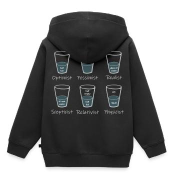 Point de vue - Le verre est ? - Sweat Premium à capuche enfant bio - noir - Dos - AI Model Kid Male (0cm)