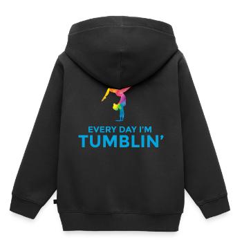 Handstand Turnen Gymnastik Spruch lustig Geschenk - Kinder Premium Organic Hoodie - Schwarz - Hinten - AI Model Kid Male (0cm)
