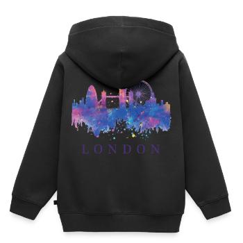 Londres Skyline - Sweat Premium à capuche enfant bio - noir - Dos - AI Model Kid Male (0cm)