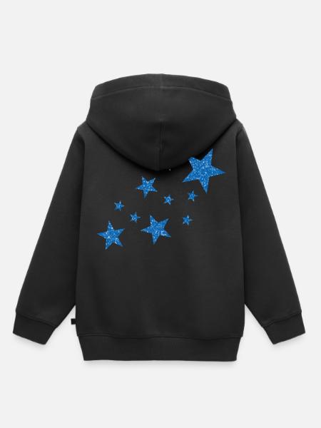 Blaue Sterne mit Schnee - Kinder Premium Organic Hoodie - Schwarz