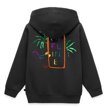 mehrfarbige Offline-Linie - Kinder Premium Organic Hoodie - Schwarz - Hinten - AI Model Kid Male (0cm)