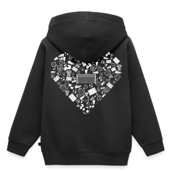 J'aime le football | Stade de sports de balle - Sweat Premium à capuche enfant bio - noir - Dos - AI Model Kid Male (0cm)