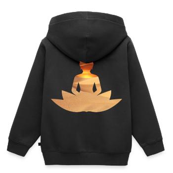 Buddha sunset - Kinder Premium Organic Hoodie - Schwarz - Hinten - AI Model Kid Male (0cm)