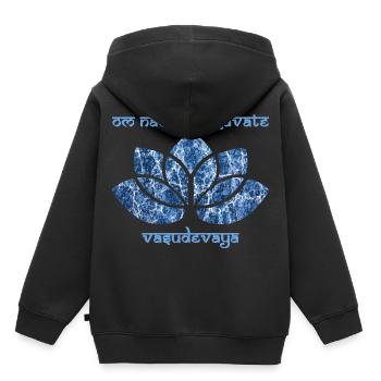 mantra om namo bhagavate vasudevaya e 206 - Sweat Premium à capuche enfant bio - noir - Dos - AI Model Kid Male (0cm)