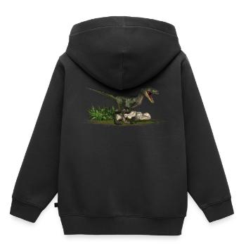 Velociraptor dinosaure carnivore Dino - Sweat Premium à capuche enfant bio - noir - Dos - AI Model Kid Male (0cm)