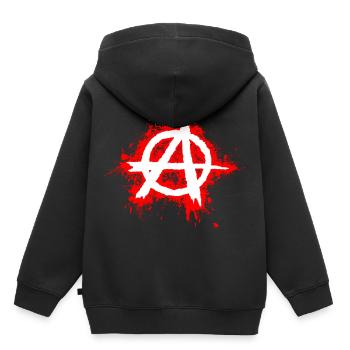 Anarchy / Anarchy in white, red splashes - Kids Premium Organic Hoodie - black - Back - AI Model Kid Male (0cm)