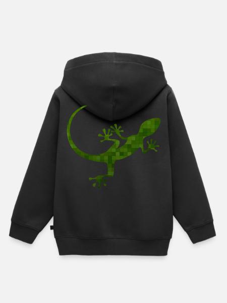 grüne Eidechse - Kinder Premium Organic Hoodie - Schwarz