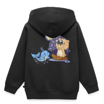 Teddy Bear Sailor Capitaine Ahoi Bateau de voyage - Sweat Premium à capuche enfant bio - noir - Dos - AI Model Kid Male (0cm)