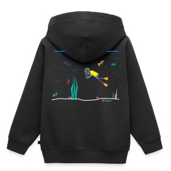 Taucher Strichmännchen, Gerätetauchen Sauerstoff - Kinder Premium Organic Hoodie - Schwarz - Hinten - AI Model Kid Male (0cm)