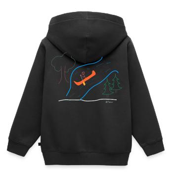 Silhouette de bâton d'eau vive, femme faisant du rafting en canoë sport - Sweat Premium à capuche enfant bio - noir - Dos - AI Model Kid Male (0cm)